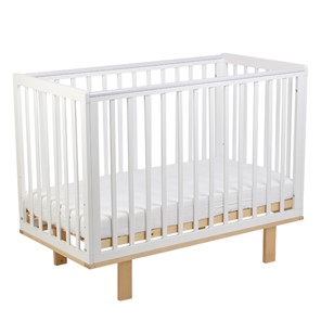 Кровать для новорожденных серия 3400 POLINI Kids Simple 340 Белый / Натуральный в Вологде - предосмотр 1