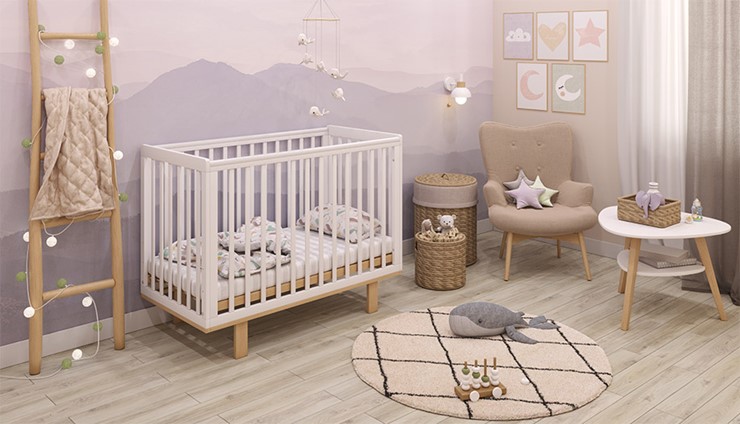 Кровать для новорожденных серия 3400 POLINI Kids Simple 340 Белый / Натуральный в Вологде - изображение 10