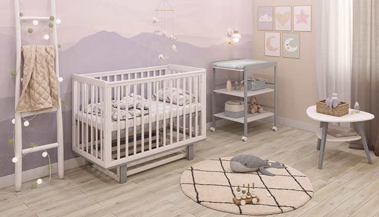 Детская кроватка серия 3400 POLINI Kids Simple 340 Белый / Серый в Вологде - изображение 10