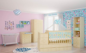 Детская кровать с комодом POLINI Kids Simple 1100 Натуральный в Вологде - предосмотр 3
