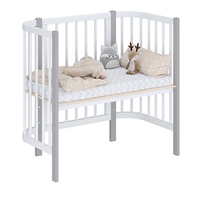 Кроватка детская приставная POLINI Kids Simple 105 Белый / Серый в Вологде - предосмотр 1