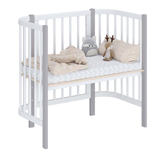Кроватка детская приставная POLINI Kids Simple 105 Белый / Серый в Вологде - изображение 1