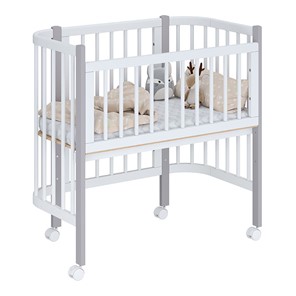 Кроватка детская приставная POLINI Kids Simple 105 Белый / Серый в Вологде - предосмотр