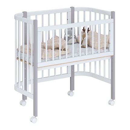 Кроватка детская приставная POLINI Kids Simple 105 Белый / Серый в Вологде - изображение
