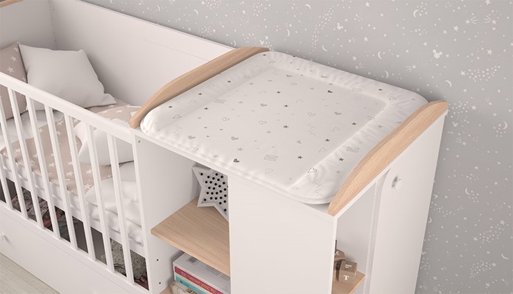 Детская кровать с комодом POLINI Kids Ameli 800 Белый / Дуб пастельный, серия AMELI в Вологде - изображение 4