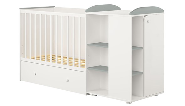 Многофункциональная кровать с комодом POLINI Kids Ameli 800 Белый / Серый, серия AMELI в Вологде - изображение