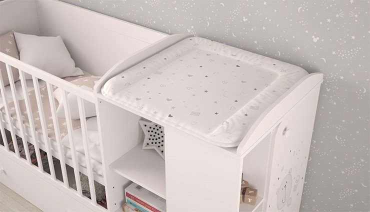 Многофункциональная кровать с комодом POLINI Kids French 800 TEDDY Белый в Вологде - изображение 5