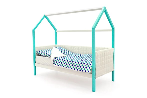 Кровать-домик в детскую «Svogen мятный-белый» мягкая в Вологде - изображение
