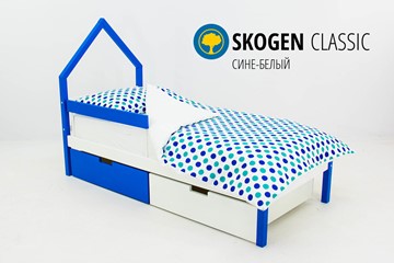 Кровать-домик детская мини Skogen сине-белый в Вологде