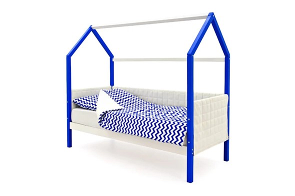 Кровать-домик «Svogen сине-белый» мягкая в Вологде - изображение