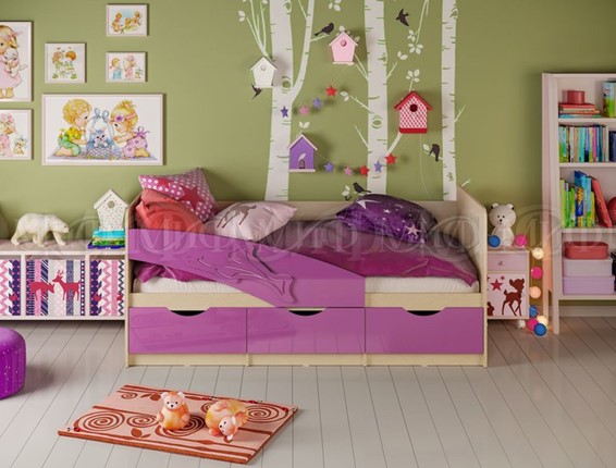 Кроватка Дельфин, Фиолетовый глянец 80х200 в Вологде - изображение
