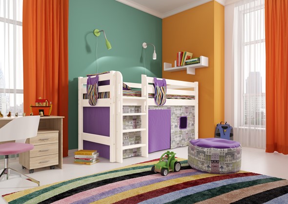 Кровать-чердак детская Соня, Вариант 11 Белый в Вологде - изображение