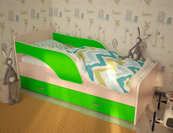 Детская кровать Максимка, корпус Млечный дуб, фасад Салатовый в Вологде - изображение