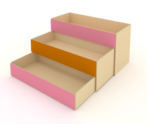 Кровать для детей 3-х уровневая КД-3, Беж + Розовый + Оранжевый в Вологде - изображение