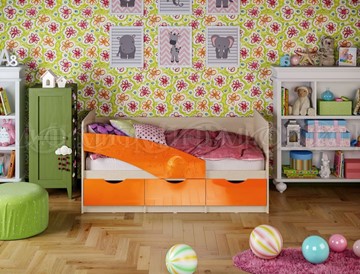 Кровать детская Бабочки 800*1600, Оранжевый глянец в Вологде