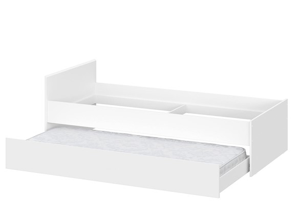 Кровать детская выкатная Токио, белый текстурный (одинарная (0,9х2,0) + выкатная) в Вологде - изображение