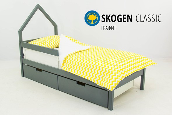 Кровать-домик в детскую мини Skogen графит в Вологде - изображение