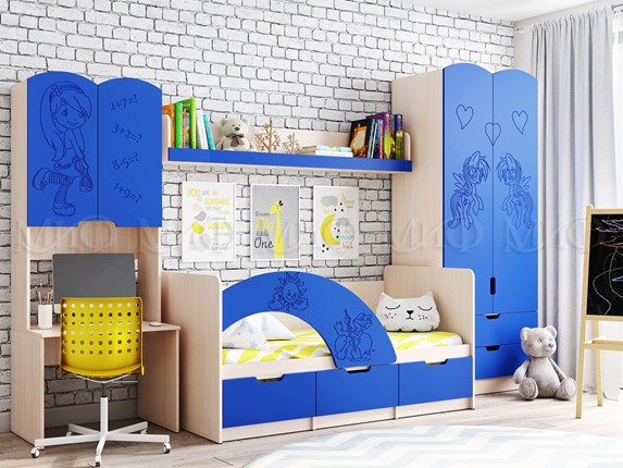 Гарнитур детской мебели Юниор-3, Синий матовый в Вологде - изображение