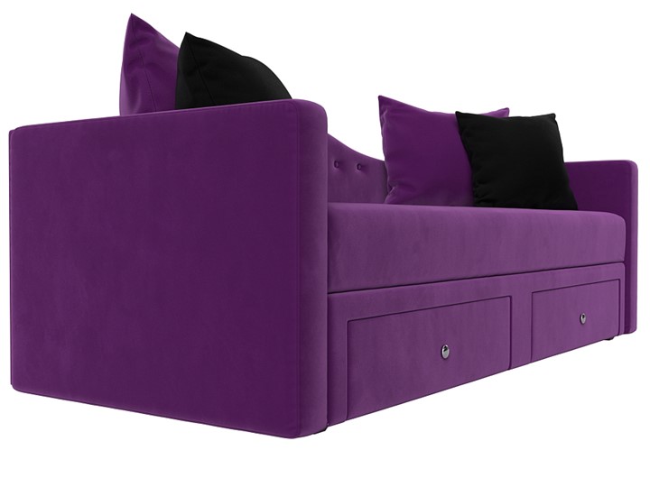 Диван-кровать Дориан, Фиолетовый/Черный (Микровельвет) в Вологде - изображение 2