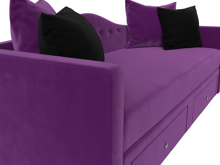 Диван-кровать Дориан, Фиолетовый/Черный (Микровельвет) в Вологде - изображение 3