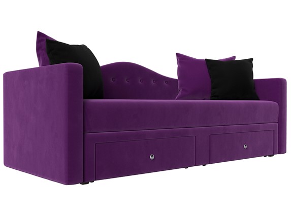 Диван-кровать Дориан, Фиолетовый/Черный (Микровельвет) в Вологде - изображение