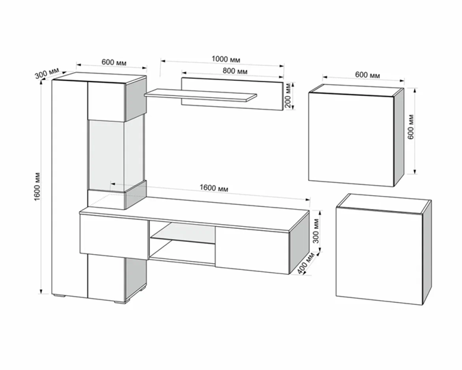 Набор мебели Минель (Белый / Ателье светлый) в Вологде - изображение 2
