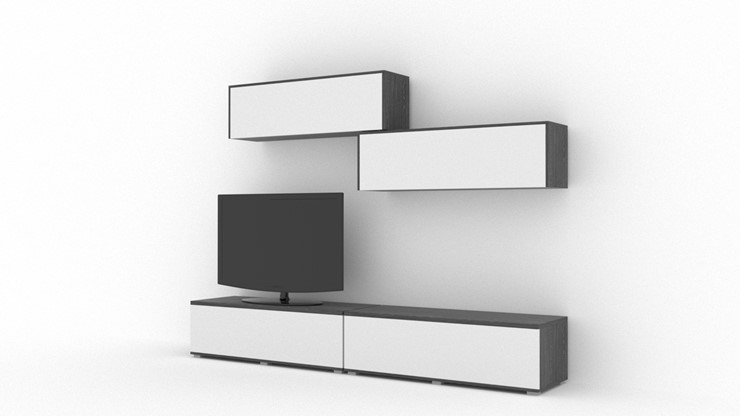 Гостиный гарнитур Куб (Cube), цвет Белый софт, Черный ясень в Вологде - изображение 1