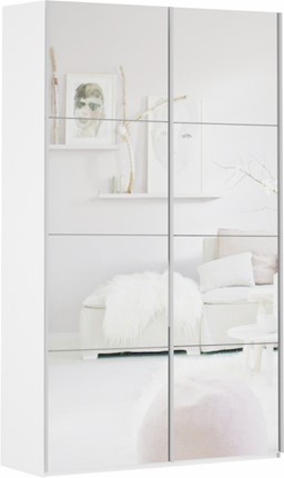 Шкаф-купе Прайм (Зеркало/Зеркало) 1200x570x2300, белый снег в Вологде - изображение