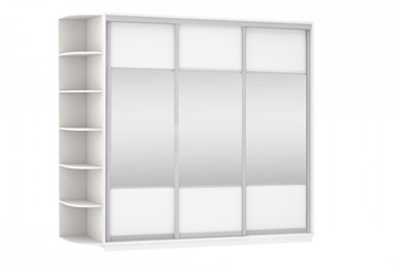 Шкаф 3-х створчатый Экспресс (Комби), со стеллажом 2400х600х2200, белый снег в Вологде