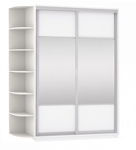 Шкаф 2-х дверный Экспресс (Комби), со стеллажом 1700x600x2200, белый снег в Вологде - предосмотр