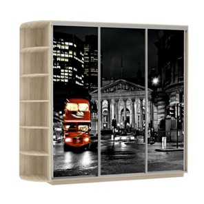 Шкаф 3-х створчатый Экспресс, со стеллажом, 2700х600х2400, Ночной Лондон/дуб сонома в Вологде