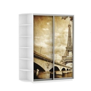 Шкаф 2-створчатый Экспресс 1700x600x2400, со стеллажом, Париж/белый снег в Вологде - предосмотр