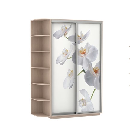 Шкаф-купе Экспресс 1500x600x2200, со стеллажом, Орхидея белая/дуб молочный в Вологде - изображение