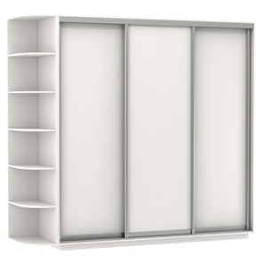 Шкаф 3-дверный Экспресс (ДСП), со стеллажом 2100х600х2200, белый снег в Вологде - предосмотр