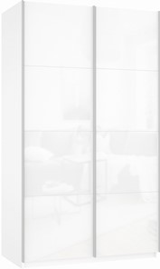 Шкаф Прайм (Белое стекло/Белое стекло) 1200x570x2300, белый снег в Вологде - предосмотр