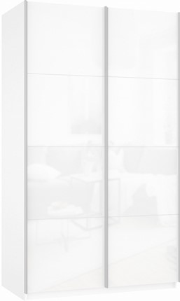 Шкаф Прайм (Белое стекло/Белое стекло) 1200x570x2300, белый снег в Вологде - изображение