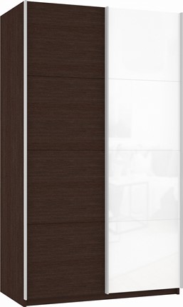Шкаф 2-створчатый Прайм (ДСП/Белое стекло) 1200x570x2300, венге в Вологде - изображение
