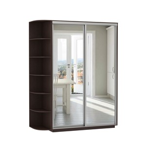 Шкаф 2-дверный Экспресс (2 зеркала), со стеллажом 1500x600x2400, венге в Вологде - предосмотр