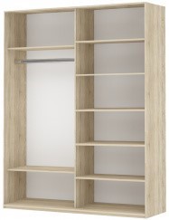 Шкаф 2-створчатый Прайм (ДСП/Белое стекло) 1400x570x2300, бетон в Вологде - предосмотр 1