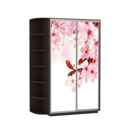 Шкаф 2-х дверный Экспресс 1900x600x2400, со стеллажом, Сакура/венге в Вологде - изображение