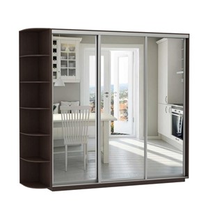 Шкаф 3-дверный Экспресс (3 зеркала), со стеллажом 2700х600х2400, венге в Вологде