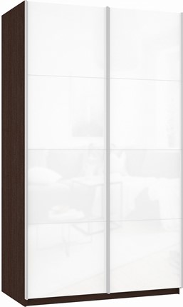 Шкаф Прайм (Белое стекло/Белое стекло) 1200x570x2300, венге в Вологде - изображение