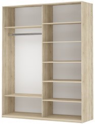 Шкаф 2-х дверный Прайм (Белое стекло/Белое стекло) 1400x570x2300, Крафт табачный в Вологде - предосмотр 1