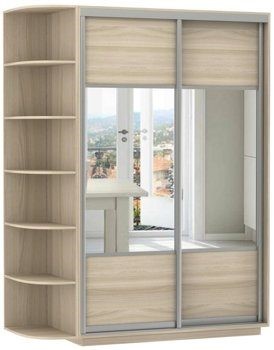 Шкаф 2-дверный Экспресс (Комби), со стеллажом 1500x600x2200, шимо светлый в Вологде - изображение
