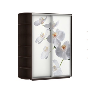 Шкаф 2-х створчатый Экспресс 1900x600x2200, со стеллажом, Орхидея белая/венге в Вологде - предосмотр