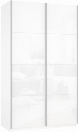 Шкаф Прайм (Белое стекло/Белое стекло) 1600x570x2300, белый снег в Вологде - изображение