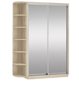 Шкаф 2-х створчатый Экспресс (2 зеркала), со стеллажом 1500x600x2200, дуб сонома в Вологде - предосмотр