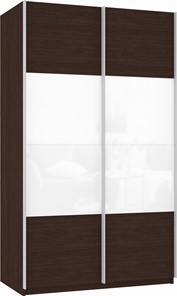 Шкаф 2-створчатый Прайм (ДСП/Белое стекло) 1200x570x2300, венге в Вологде - предосмотр 2