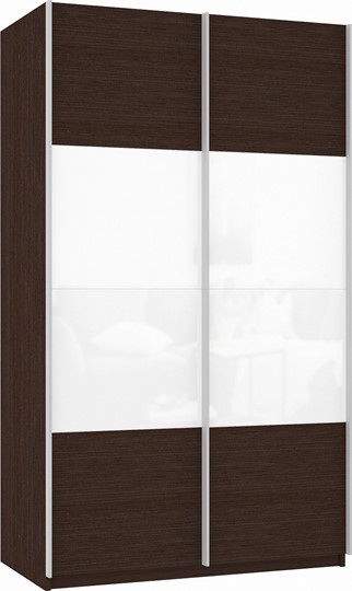 Шкаф 2-створчатый Прайм (ДСП/Белое стекло) 1200x570x2300, венге в Вологде - изображение 2