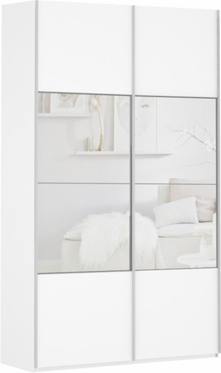 Шкаф 2-створчатый Прайм (ДСП/Зеркало) 1200x570x2300, белый снег в Вологде - изображение 2